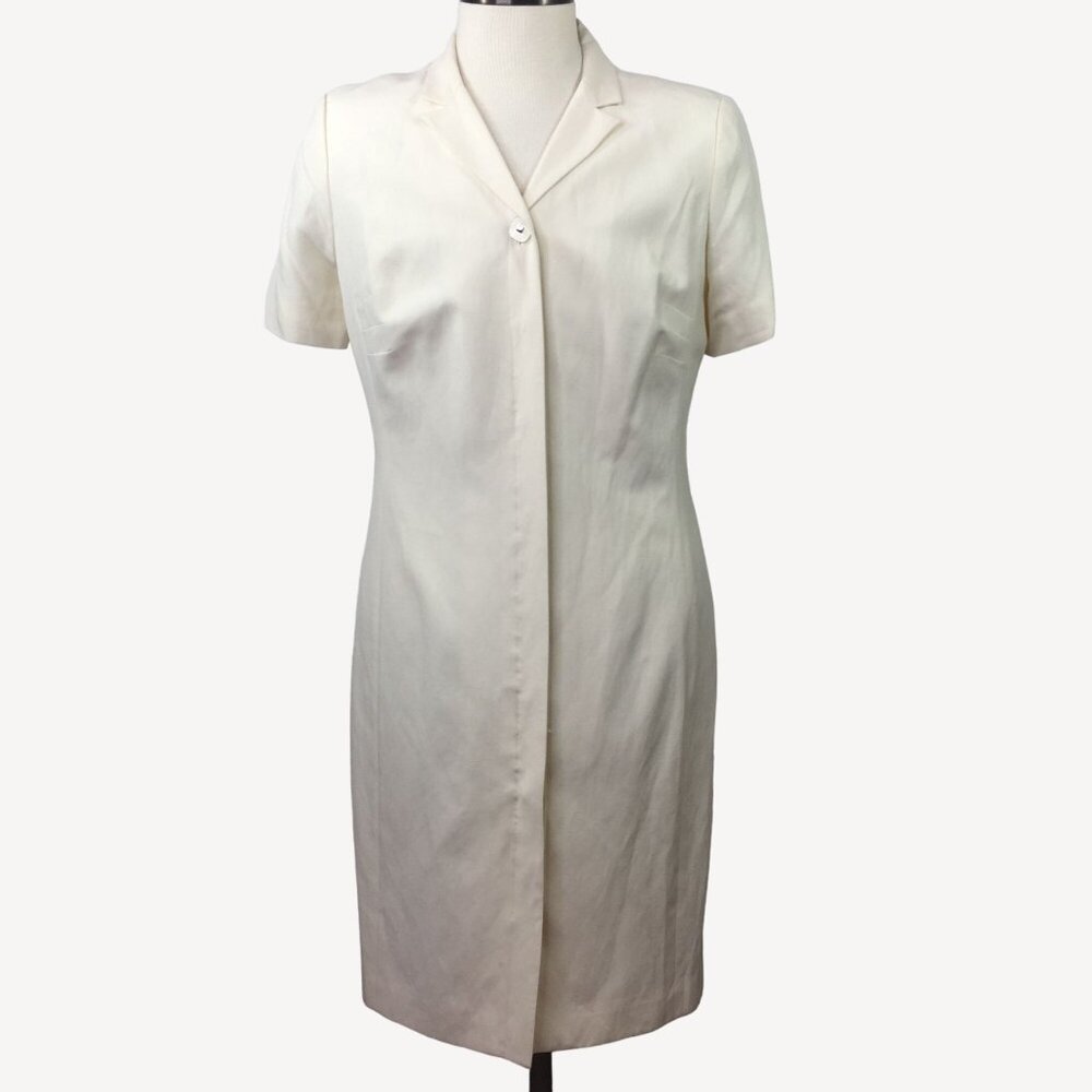 Jones New York Womens Cream Silk Linen Blend Dress Formal Size 16